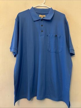 Turtle Bay Men's Blue Short-Sleeve Polo with Chest Pocket Size XXL EUC